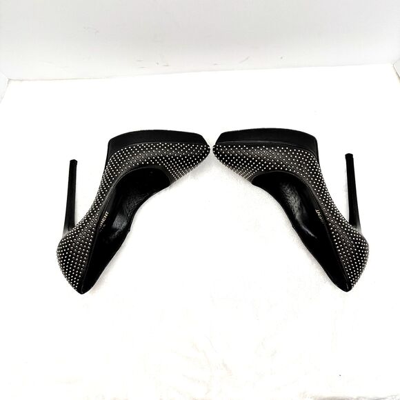 Saint Laurent YSL Studded Janis Black Leather Pumps Heels SZ 37.5 Italy - Picture 7 of 13
